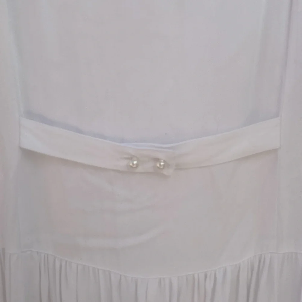 Vintage Plus Size Western Dress White Size 16 Lace Long Sleeve Pearl Button FLAW - Picture 11 of 13